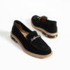 Loafers eleganți de damă negri din piele întoarsă naturală Esmer