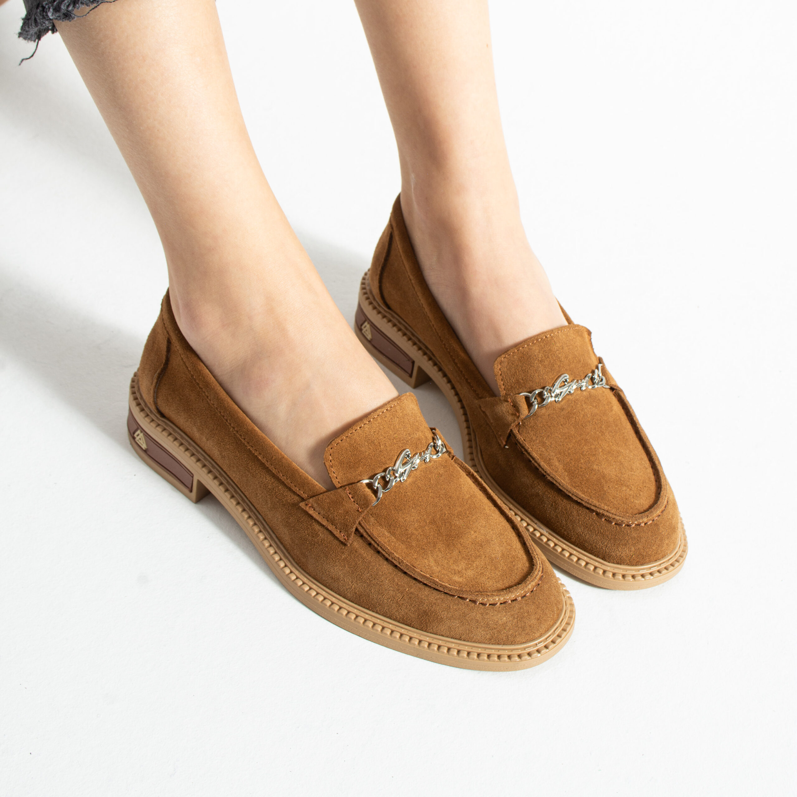 Loafers eleganți de damă maro din piele întoarsă naturală Esmer Loafers eleganți de damă maro din piele întoarsă naturală Esmer