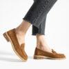 Loafers eleganți de damă maro din piele întoarsă naturală Esmer