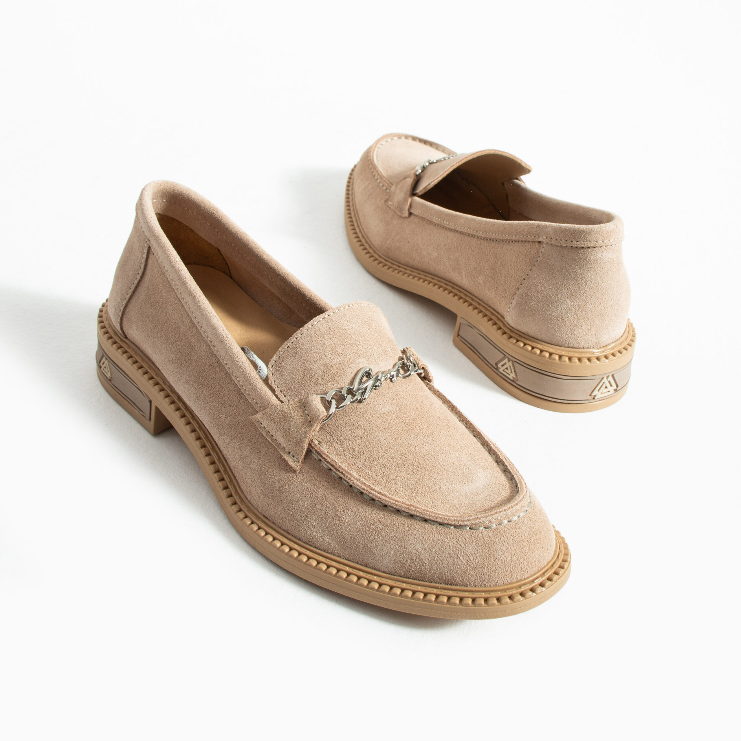 Loafers eleganți de damă bej din piele întoarsă naturală Esmer Loafers eleganți de damă bej din piele întoarsă naturală Esmer