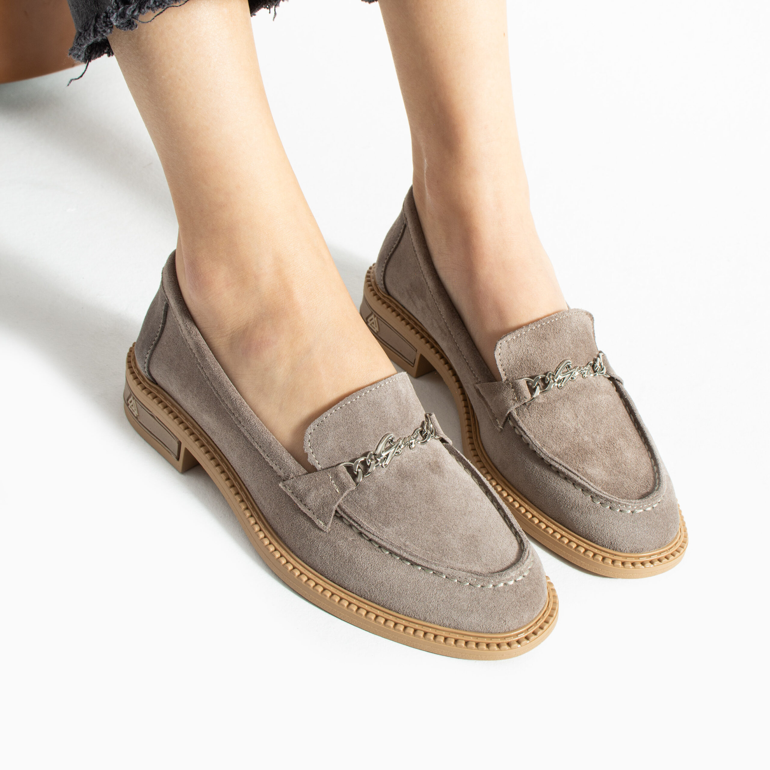 Loafers eleganți de damă vizon din piele întoarsă naturală Esmer Loafers eleganți de damă vizon din piele întoarsă naturală Esmer