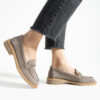 Loafers eleganți de damă vizon din piele întoarsă naturală Esmer