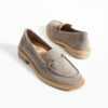 Loafers eleganți de damă vizon din piele întoarsă naturală Esmer