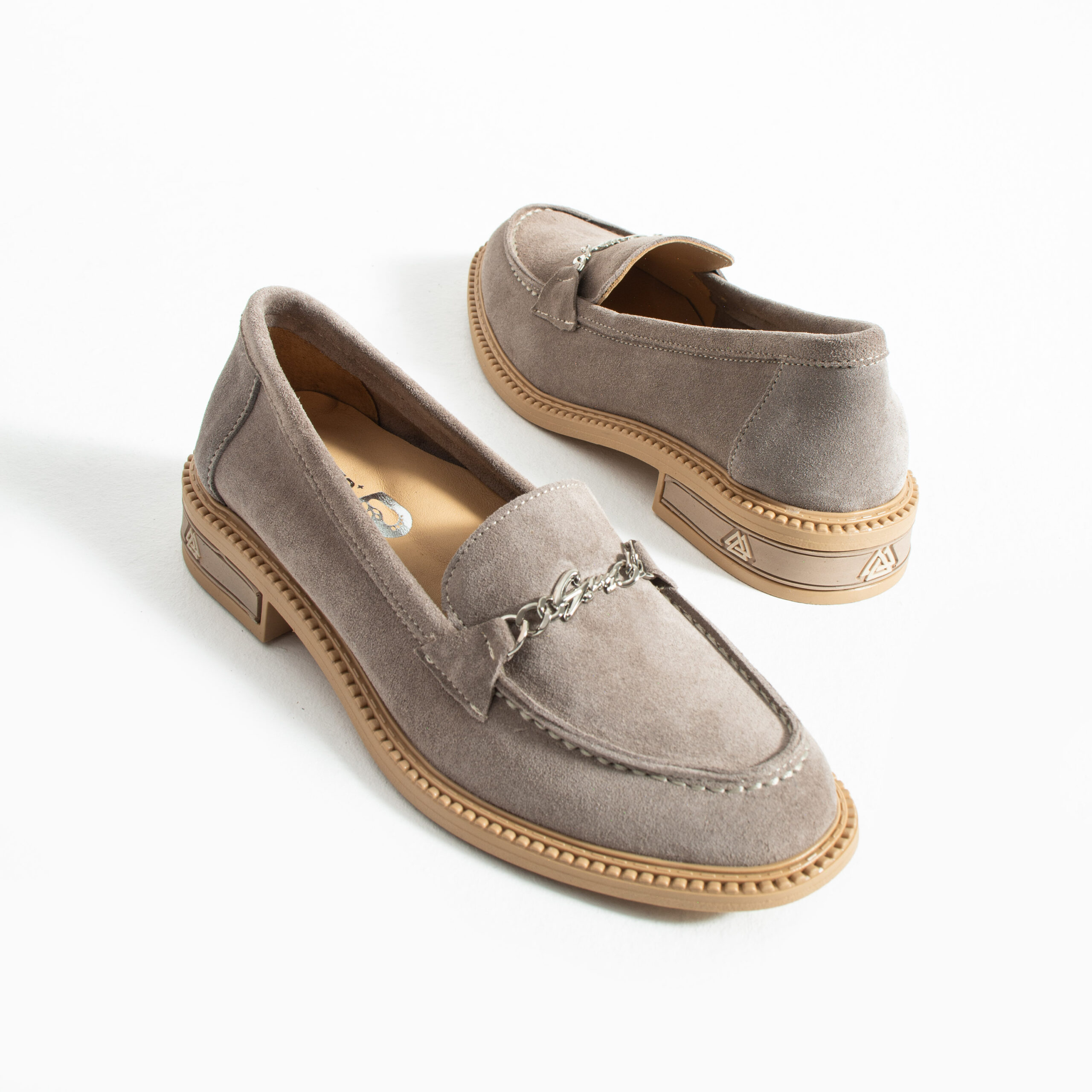 Loafers eleganți de damă vizon din piele întoarsă naturală Esmer Loafers eleganți de damă vizon din piele întoarsă naturală Esmer