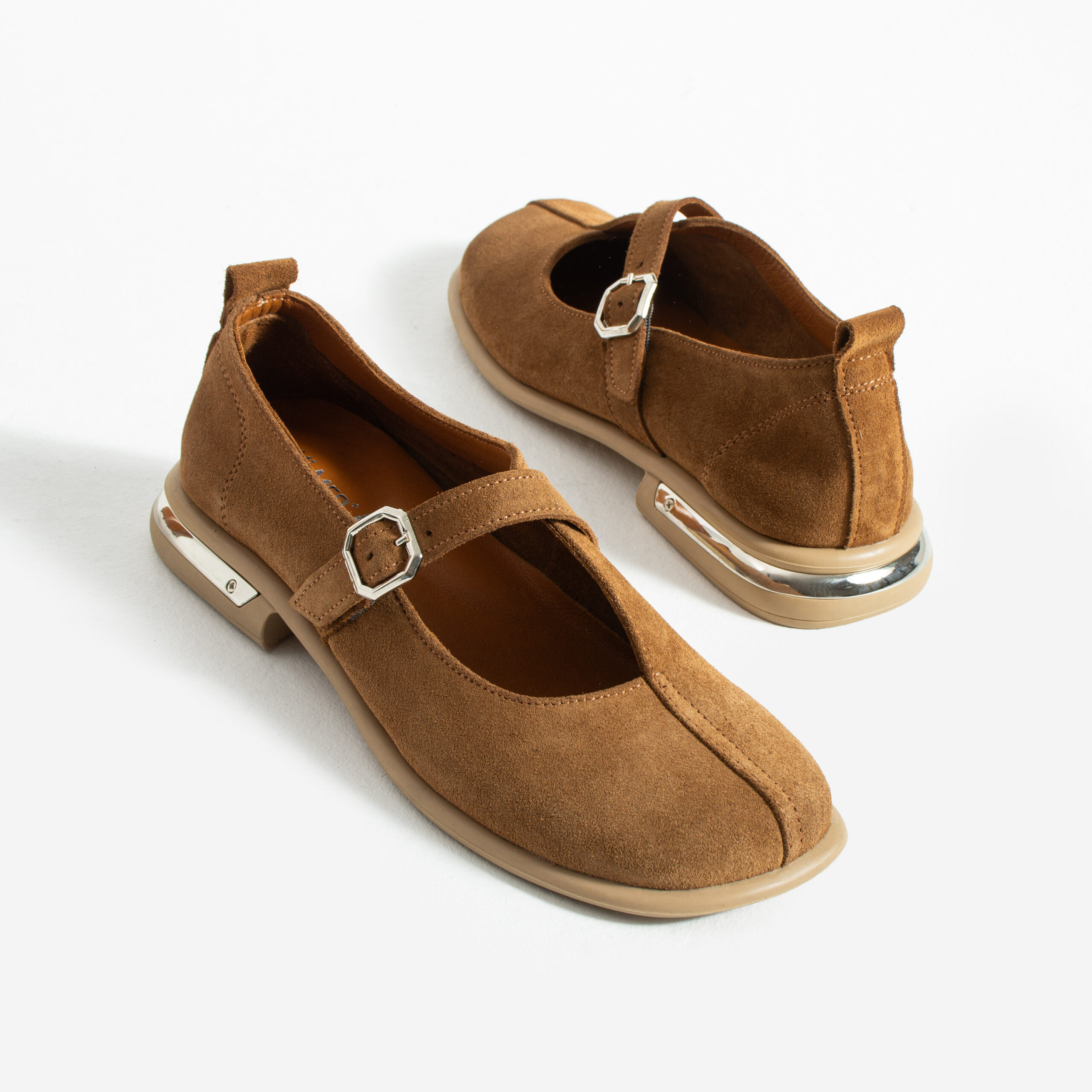 Pantofi Mary Jane maro din piele întoarsă naturală Zahara Pantofi Mary Jane maro din piele întoarsă naturală Zahara