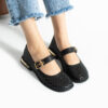 Pantofi Mary Jane negri din piele naturală perforată Shani