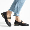 Pantofi Mary Jane negri din piele naturală perforată Shani