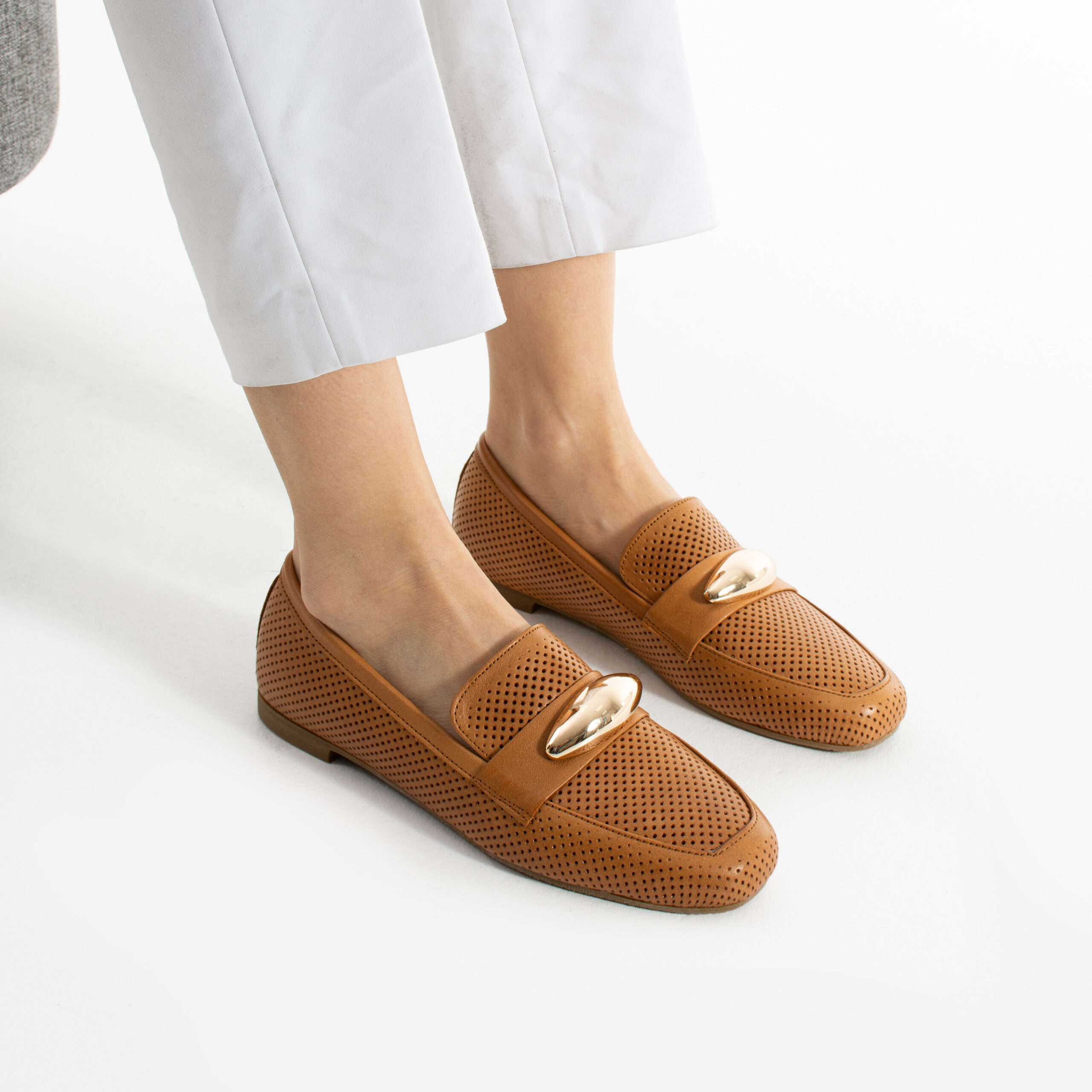Mocasini de damă maro din piele naturală Nella Mocasini de damă maro din piele naturală Nella