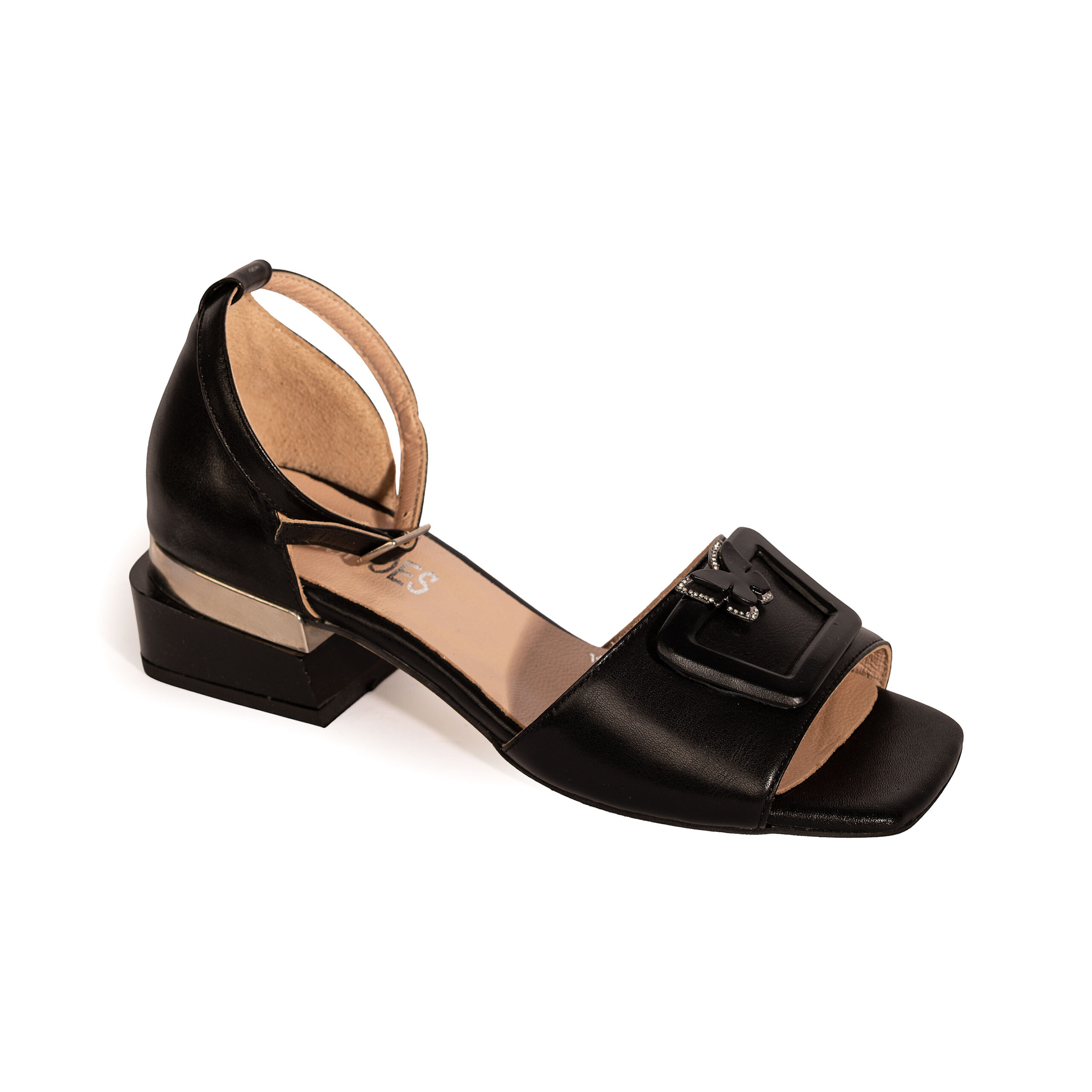 Sandale elegante negre cu talpă joasă din piele naturală Bobby Sandale elegante negre cu talpă joasă din piele naturală Bobby