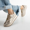 Sneakers de vară de damă aurii cu platformă din piele naturală Neriman