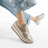 Sneakers de vară de damă aurii cu platformă din piele naturală Neriman