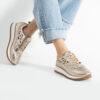 Sneakers de vară de damă aurii cu platformă din piele naturală Neriman