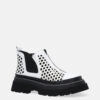 Botine albe de vară din piele naturală perforată Simone