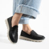 Pantofi casual negri de damă din piele naturală Monica