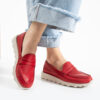 Pantofi casual roșii de damă din piele naturală Monica