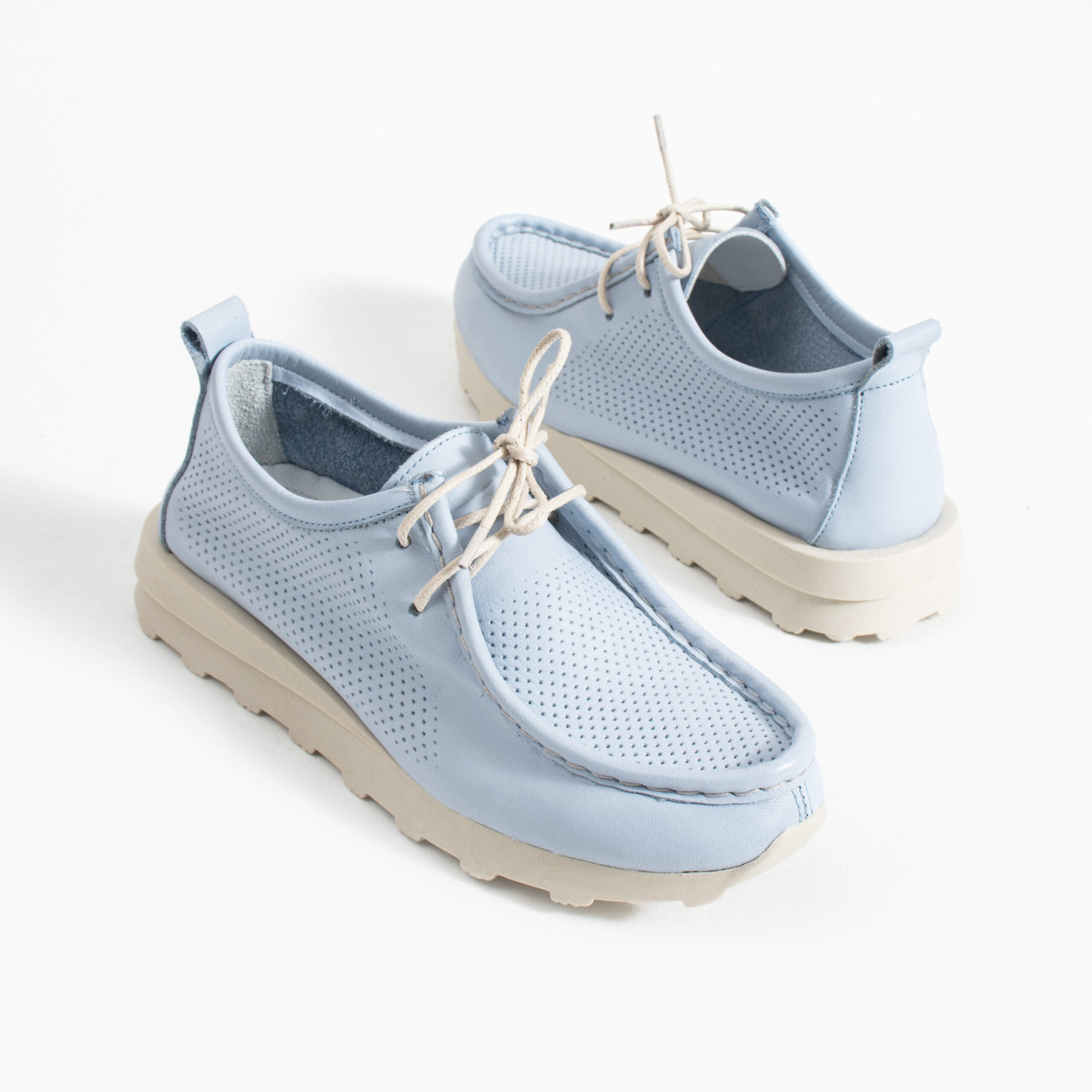 Pantofi casual albaștri din piele naturală cu șireturi Lina Pantofi casual albaștri din piele naturală cu șireturi Lina