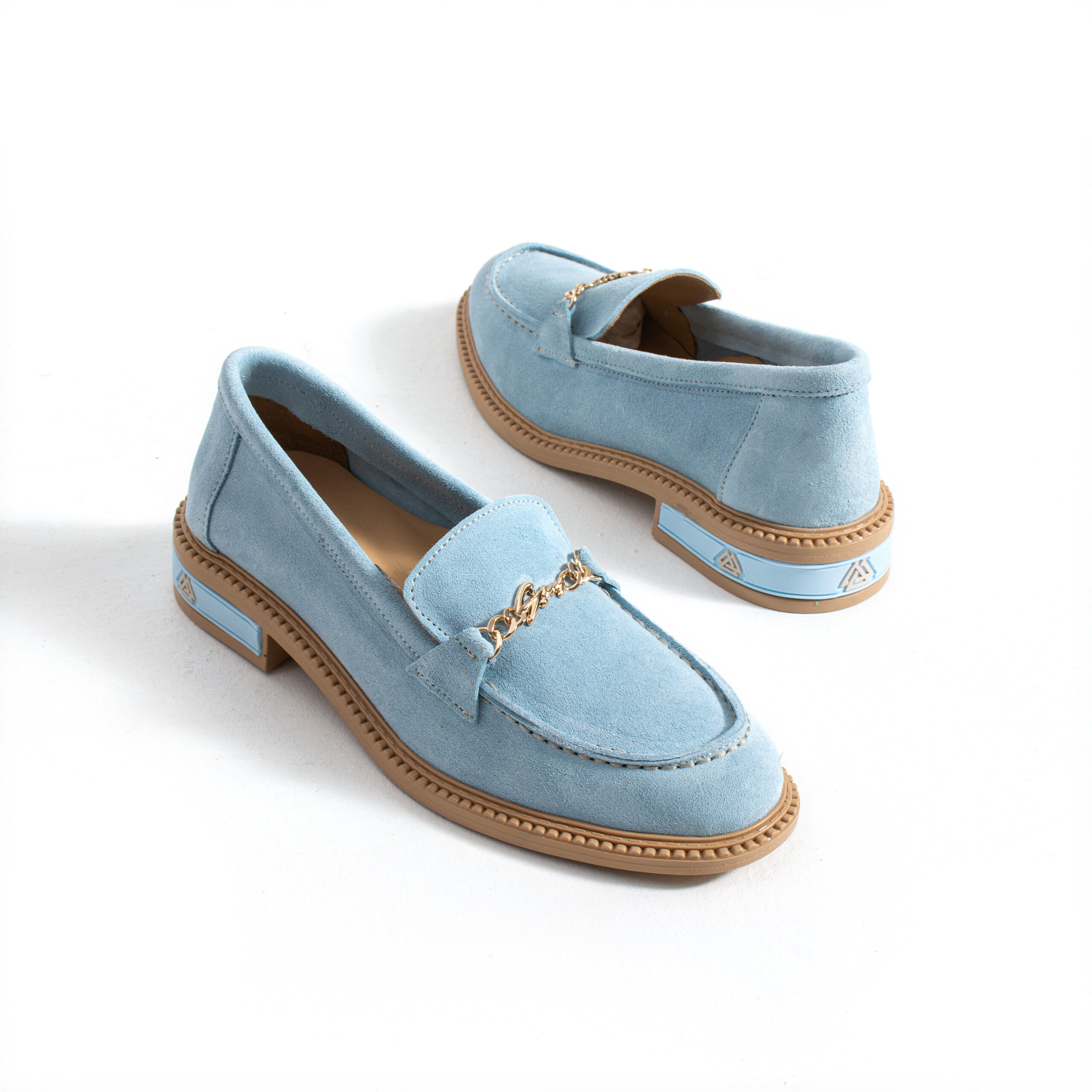 Loafers eleganți de damă bleu din piele întoarsă naturală Esmer Loafers eleganți de damă bleu din piele întoarsă naturală Esmer