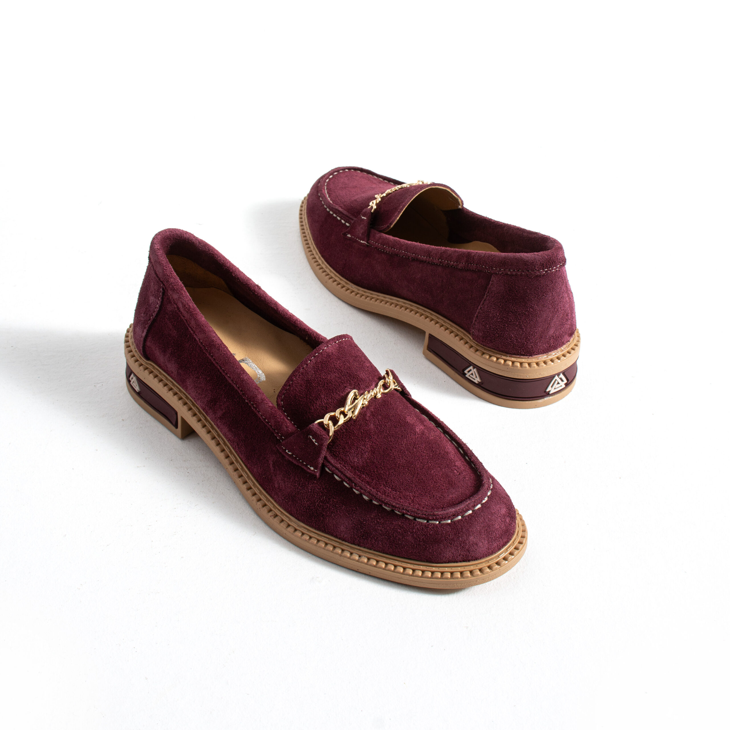 Loafers eleganți de damă bordo din piele întoarsă naturală Esmer Loafers eleganți de damă bordo din piele întoarsă naturală Esmer