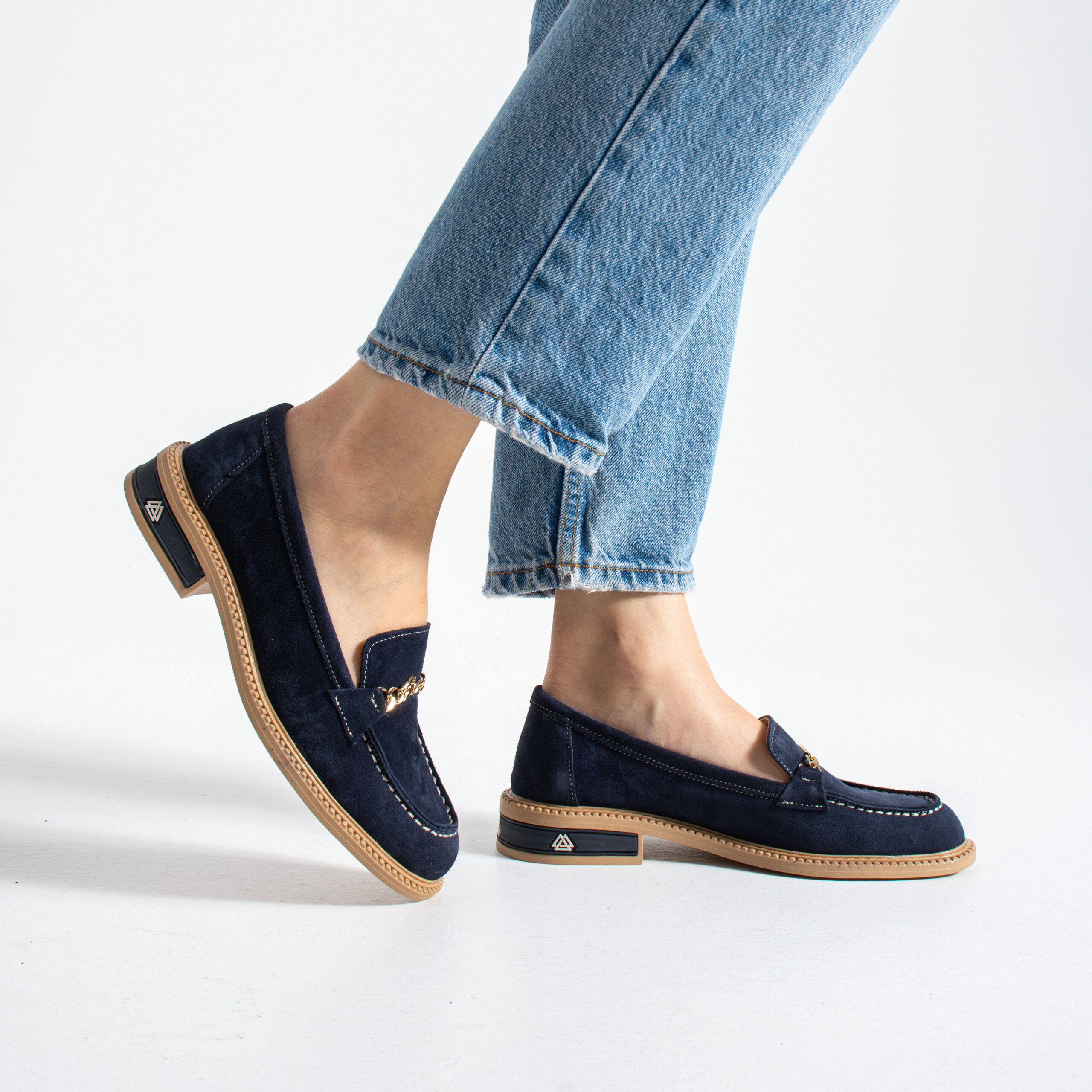 Loafers eleganți de damă bleumarin din piele întoarsă naturală Esmer Loafers eleganți de damă bleumarin din piele întoarsă naturală Esmer