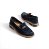 Loafers eleganți de damă bleumarin din piele întoarsă naturală Esmer