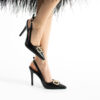 Pantofi eleganți negri din piele naturală, cu toc – Alena