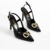 Pantofi eleganți negri din piele naturală, cu toc – Alena