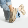 Sneakers de damă din piele naturală, aurii – Moama