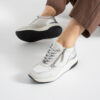 Sneakers albi pentru femei cu platformă din piele naturală Elia