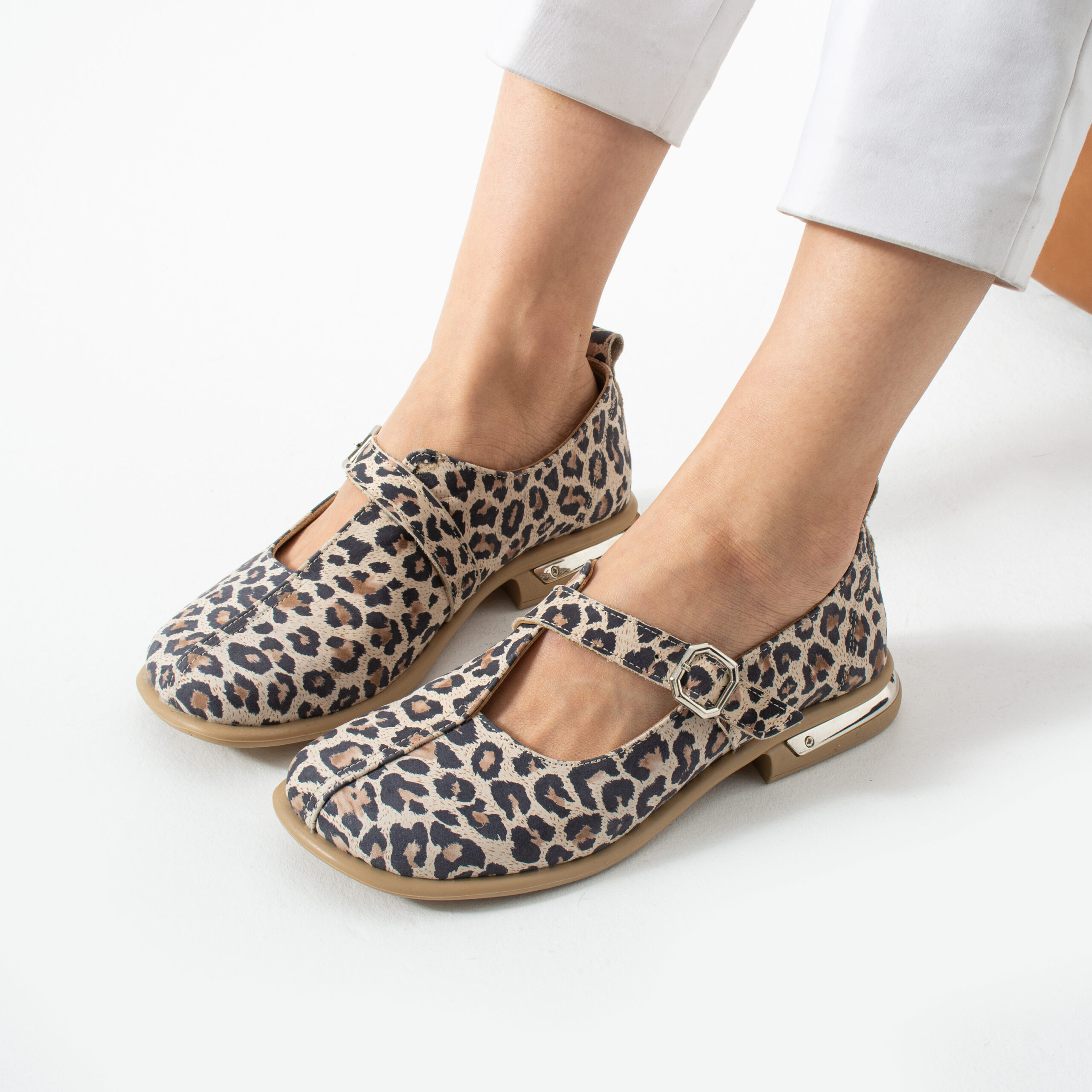 Pantofi Mary Jane leopard Zahara din piele naturală Pantofi Mary Jane leopard Zahara din piele naturală