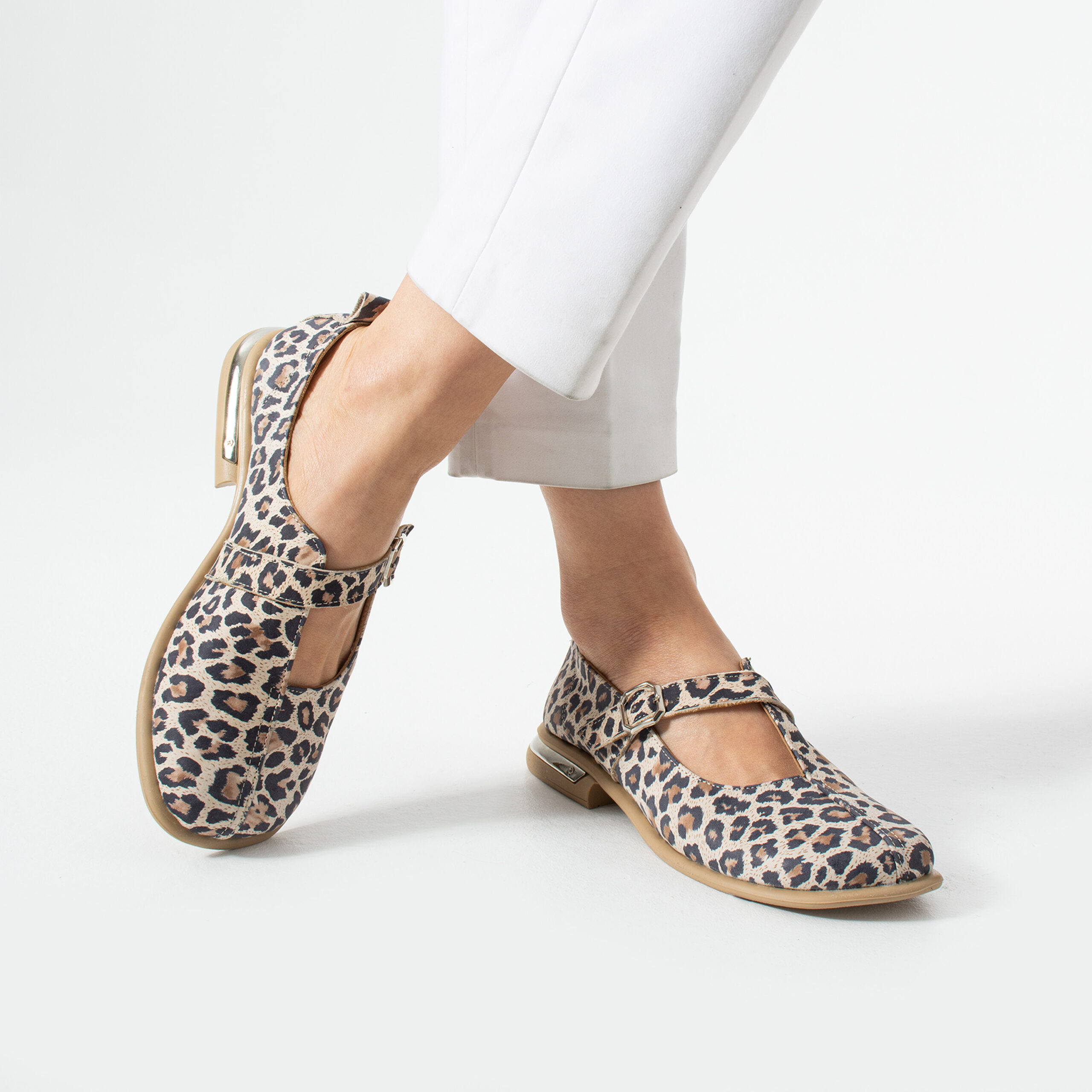 Pantofi Mary Jane leopard Zahara din piele naturală Pantofi Mary Jane leopard Zahara din piele naturală