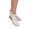 Botine albe de vară din piele naturală Estelle