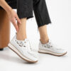 Sneakers albi de damă cu platformă din piele naturală Neriman