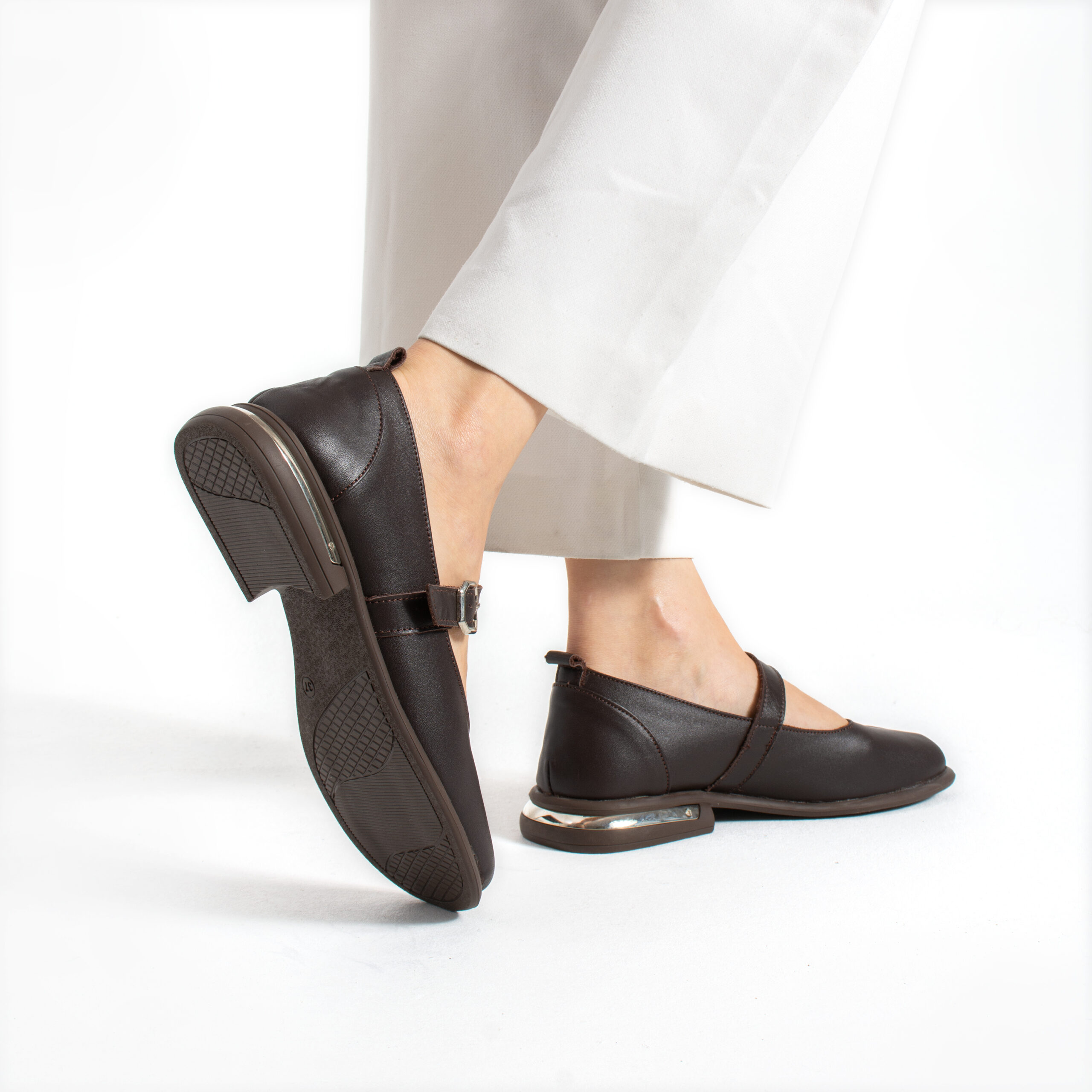 Pantofi casual de damă Sofia, din piele naturală, maro închis Pantofi casual de damă Sofia, din piele naturală, maro închis