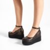 Pantofi maro de damă cu platformă din piele naturală cu luciu Ginevra