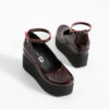 Pantofi de damă bordo din piele naturală lăcuită, cu platformă Ginevra