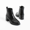 Botine elegante negre din piele naturală Bianca, cu toc jos