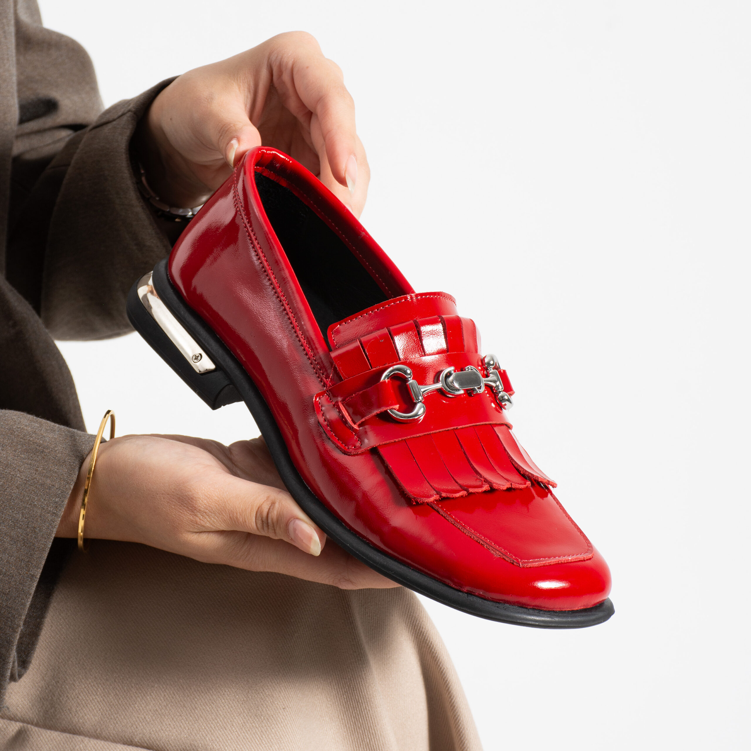 Mocasini damă roșii lăcuiți din piele naturală Amanda Mocasini damă roșii lăcuiți din piele naturală Amanda