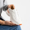 Sneakers albi Amber din piele naturală