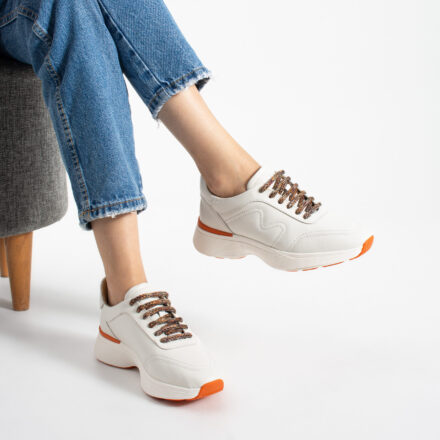 Sneakers albi damă Amelia din piele naturală