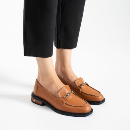 Loafers maro de damă din piele naturală April