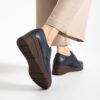 Pantofi damă bleumarin din piele naturală cu platformă joasă Ashley