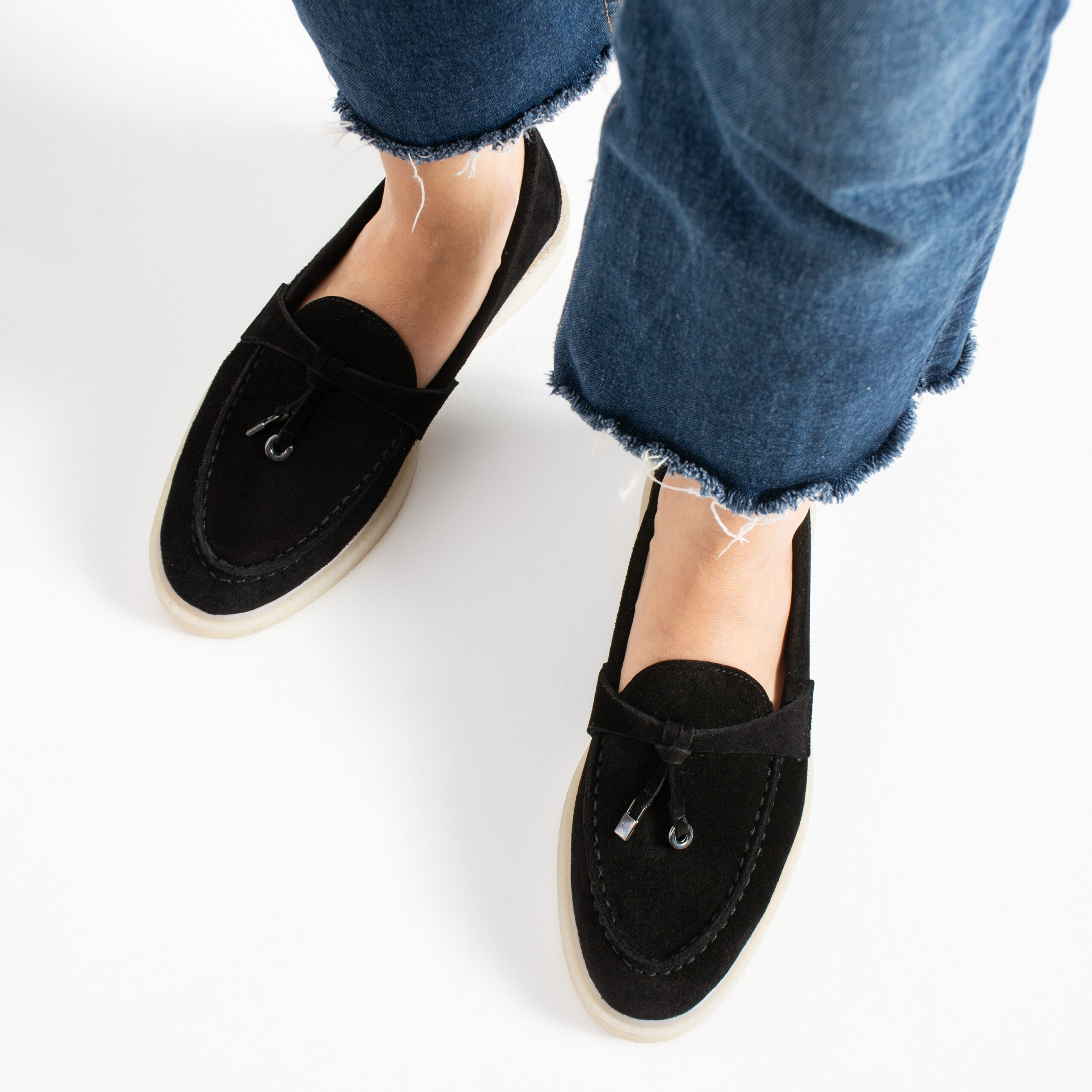 Mocasini negri din piele întoarsă naturală Mombasa Mocasini negri din piele întoarsă naturală Mombasa
