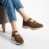 Sneakers damă maro din nubuc natural cu șireturi duble Harriet