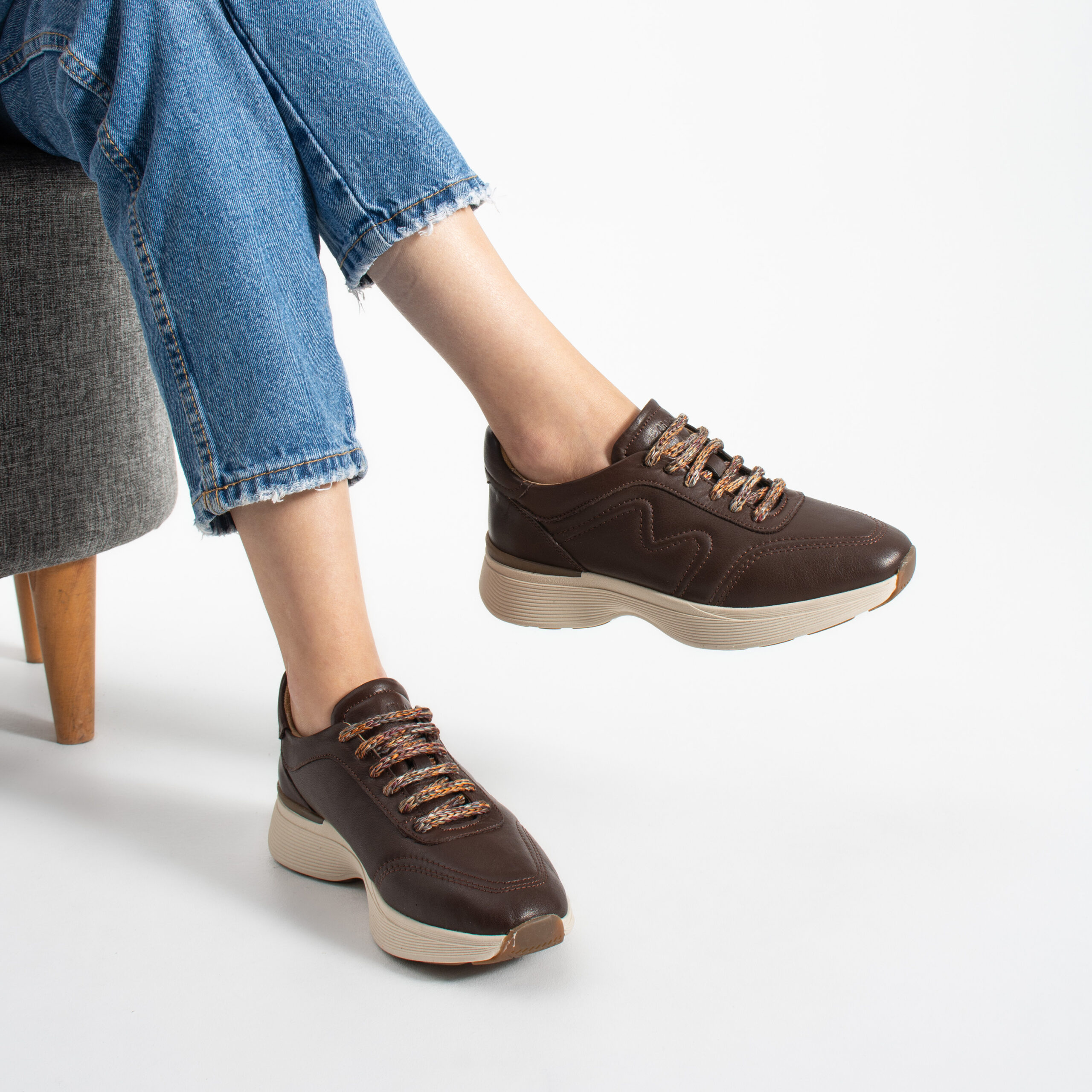 Sneakers damă maro din piele naturală Amelia Sneakers damă maro din piele naturală Amelia