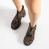Botine leopard din piele întoarsă naturală, cu toc gros Bridget