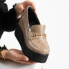 Pantofi eleganți bej cu platformă din piele naturală Giorgia