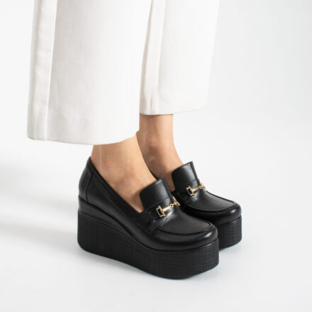 Pantofi eleganți negri cu platformă din piele naturală Giorgia Pantofi eleganți negri cu platformă din piele naturală Giorgia