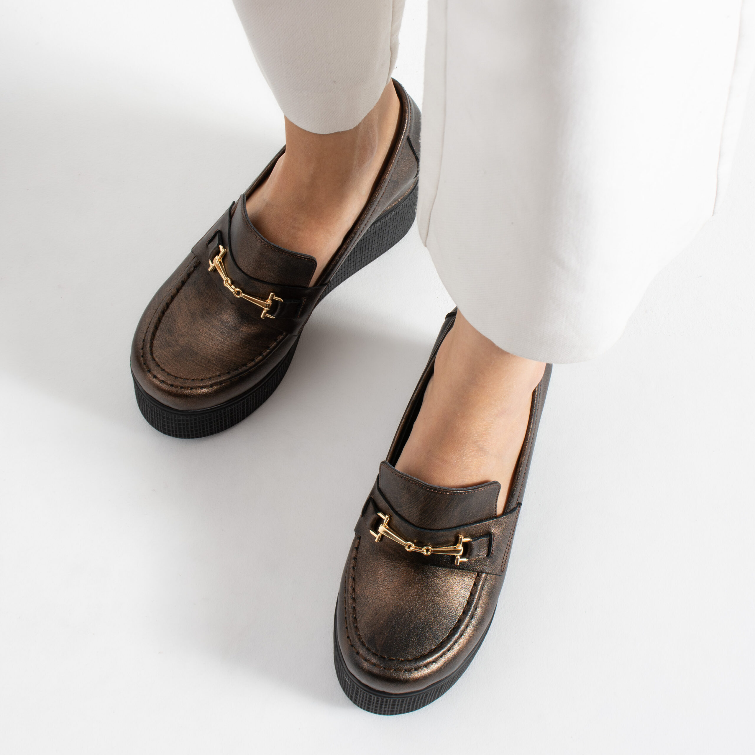 Pantofi eleganți maro pe platformă din piele naturală Giorgia Pantofi eleganți maro pe platformă din piele naturală Giorgia