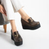 Pantofi eleganți maro pe platformă din piele naturală Giorgia