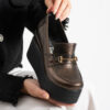 Pantofi eleganți maro pe platformă din piele naturală Giorgia